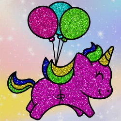 Coloring Book Glittered Unicorns